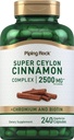 Piping Rock Super Ceylon Cinnamon Complex Capsules | 240 Powder Pills | Extract Supplement with Chromium and Biotin | Vegetarian, Non-GMO, Gluten Free