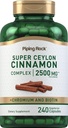 Piping Rock Super Ceylon Cinnamon Complex kapslid | 2500 mg | 240 Pulber pillid | Ekstraktsiooni täiendus kroomi ja biotiiniga | Taimetoitlane, mitte-GMO, Gluteenivaba