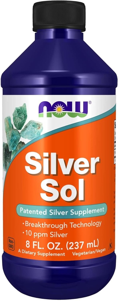 Şimdi Gıdalar Tamamlıyor, Silver Sol 10 PPM Elemental Silver ve Deionized Water, Liquid, 8-Ounce