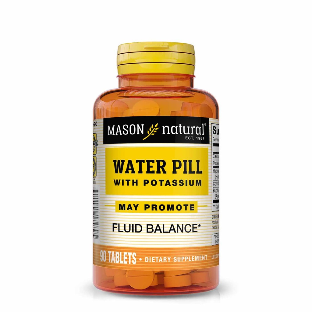 Mason Natural Water Pill with Potassium and Calcium, Supports Fluid Balance, Helps Relieve Bloating and Swelling, Natural Diuretic Supplement, 90 Tablets (Pack of 1)