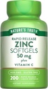 Nature's Truth Zinc 50mg Supplement | mit Vitamin C | 200 Liquid Softgels | Non-GMO & Gluten Kostenlos