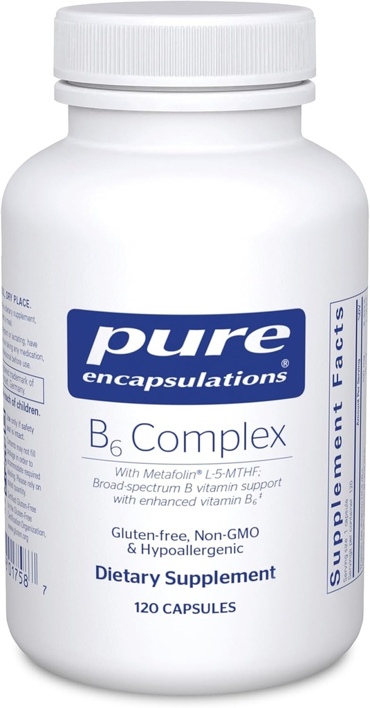 Pure Encapsulations B6 Kompleksi - Destekler Nervous System & Brain Health* - B Vitamini B6 - Non-GMO & Gluten Free - 120 Capsules
