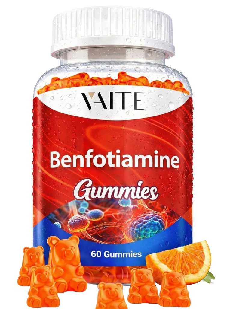 Benfotiamine 320mg Gummies with 45mg L-Leucine Supplement: Essential Vitamin B1 Complex for Men and Women, Non-GMO, Vegan & Gluten-Free - Supports Metabolism, Energy & Nervous System Health