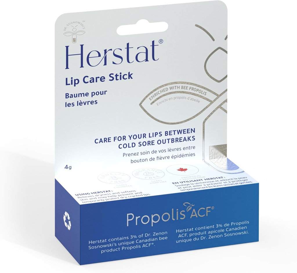 Herstat Daily Lūpų Balm ® 124; Naudojimas tarp Šalto Sore outbreak ® 124; 3% Propolis ® 124; Softens, Hydrates Coldsore Prine Lops