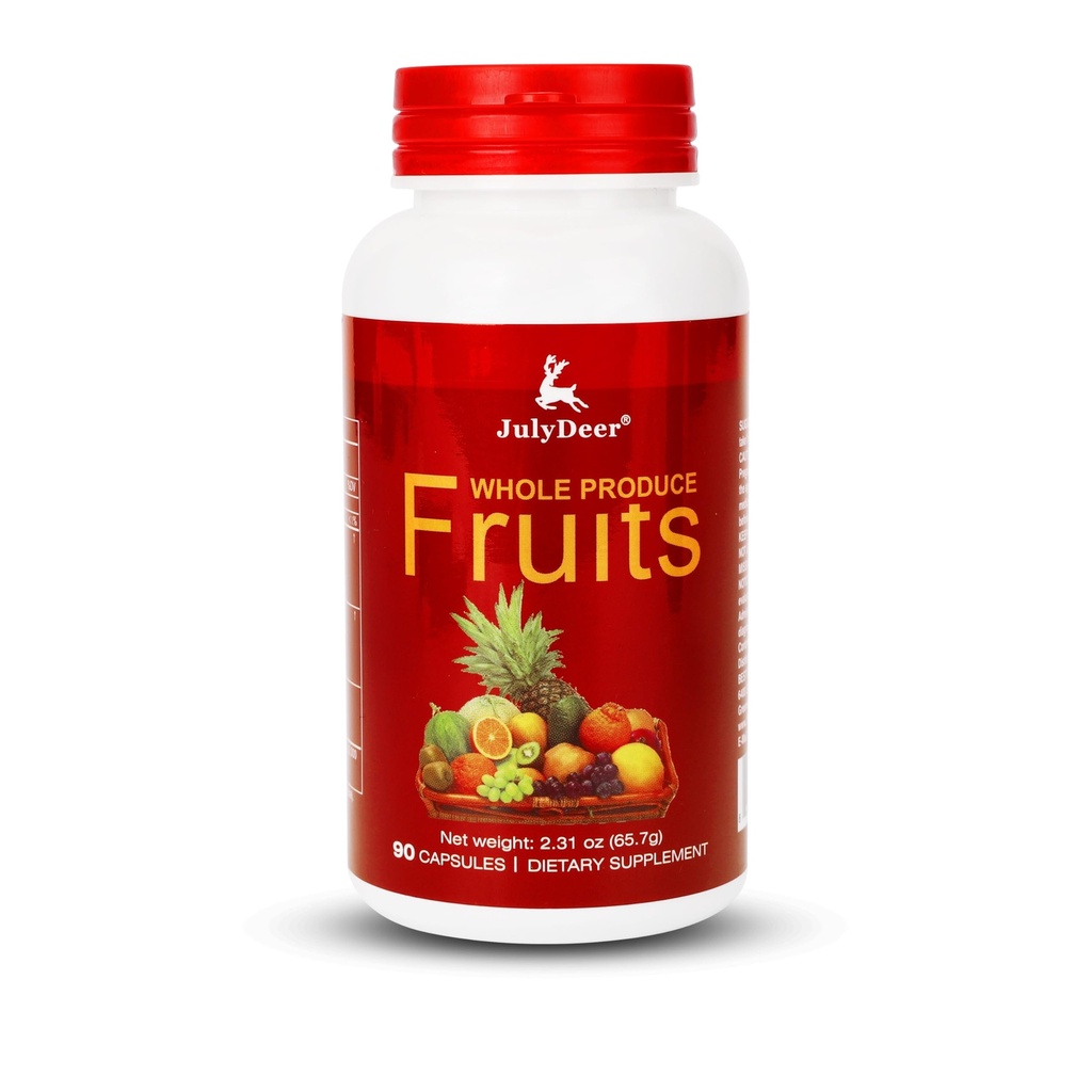 JulyDeer Fruit Supplement – 90 Total Vegetarian Capsules | Balance of Natural 16 Whole Fruits Blend | Fresh Superfood Formula with Vitamins and Minerals