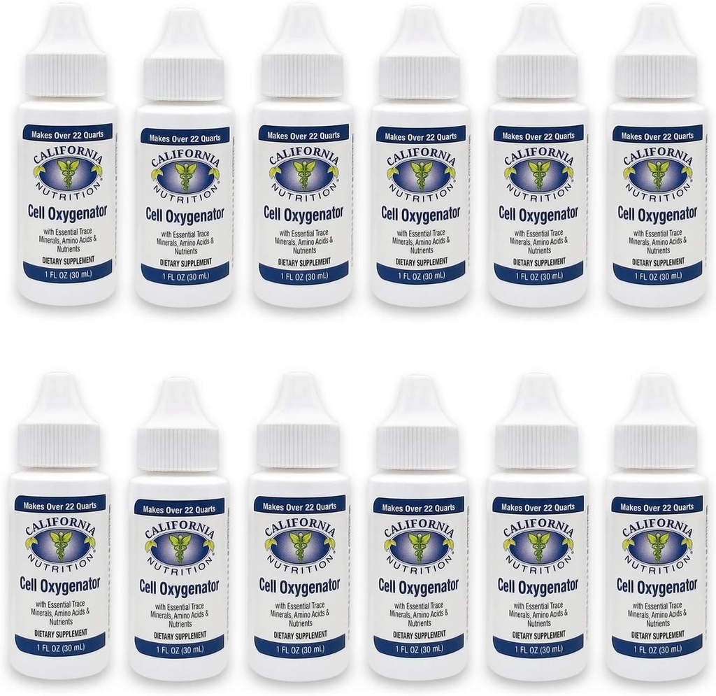 Cell Oxygenator 1 Fl Oz fľaša (Pack of 12), Cell Food Concentrate Liquid Oxygen Water Drops, Nutritional Dietary Supplement, Suport Immune System, Amino Acides & Trace Minerals