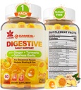 Ginger Chews Gummies for Nausea ' Digestive Support, Stomach Relief - Sugar Free with Turmeric ' Odorless Garlic, Quercetin, Vitamin D3, C, Delicious Digestive supplements, 60Cts (Pack of 1)