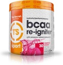 Top Secret Nutrition BCAA Re-Igniter Vegan Amino Acid Supplement with Astaxanthin and Electrolyte, Hydration Blend with Coconut water, 9.80 oz (30 servings), Raspberry Sherbet