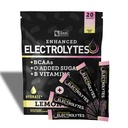 Enhanced Electrolyte Powder Stick Packs (Lemon Berry | 20 Packets) w/ 0 Sugar +BCAAs +B-Vitamins Electrolyte Supplement w Potassium Zinc & Magnesium for Hydration - Keto Electrolytes