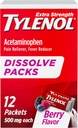 Tylenol Extra Strength Solution Packs, 500 mg Acetaminophen Pain Reliever & Fever Reduceer, On- The- Go Packets Packets for Minor Aches & Pains, Ibuprofen- & Aspirin- Free, Berry Flavor, 12 ct