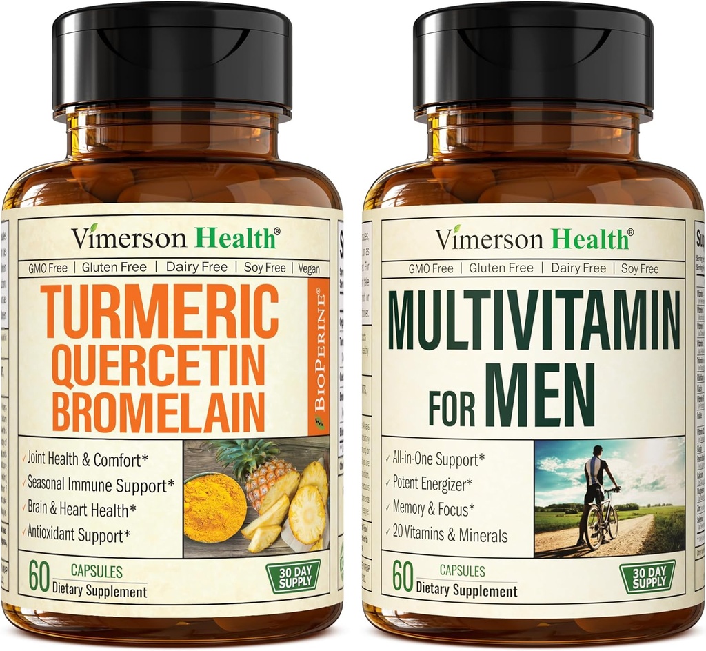 使用 bromelain & Turmeric Curcumin 的 Quercetin 与 Complete 多维素 用于男性
