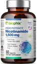biophix B-3 Nikotinamid 1500 mg 60 tabletter Maximal styrka - Nikotin Amide Niacin Natural Flush-Free Vitamin Formel - Stöder hudcellhälsa
