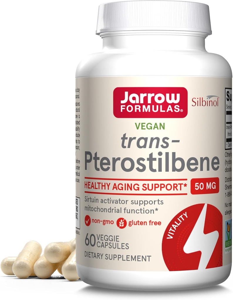 Jarow Formulas® Pterostilbene 50mg για αντιοξειδωτική υποστήριξη, συμπλήρωμα διατροφής υποστηρίζει υγιή γήρανση, 60 κάψουλες λαχανικών, 60 ημέρες προσφοράς