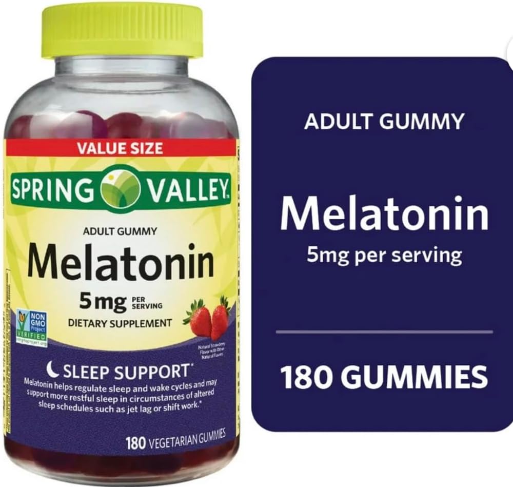 Valley Melatonin Gummies, Non OMG, Aromă de căpșuni, 5 mg, 180 Count