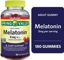 Soring Valley Melatonin Gummies, Non GMO, Strawberry Flavor, 5 mg, 180 Tæl