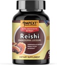 Reishi Mushroom Extract - Premium kvalitet, bare fruktekropper, antioksidant, Pmonotes Longevity, immunitetsforsterker, energi og vitalitet, fjerner tretthet, 90 Veg Caps.