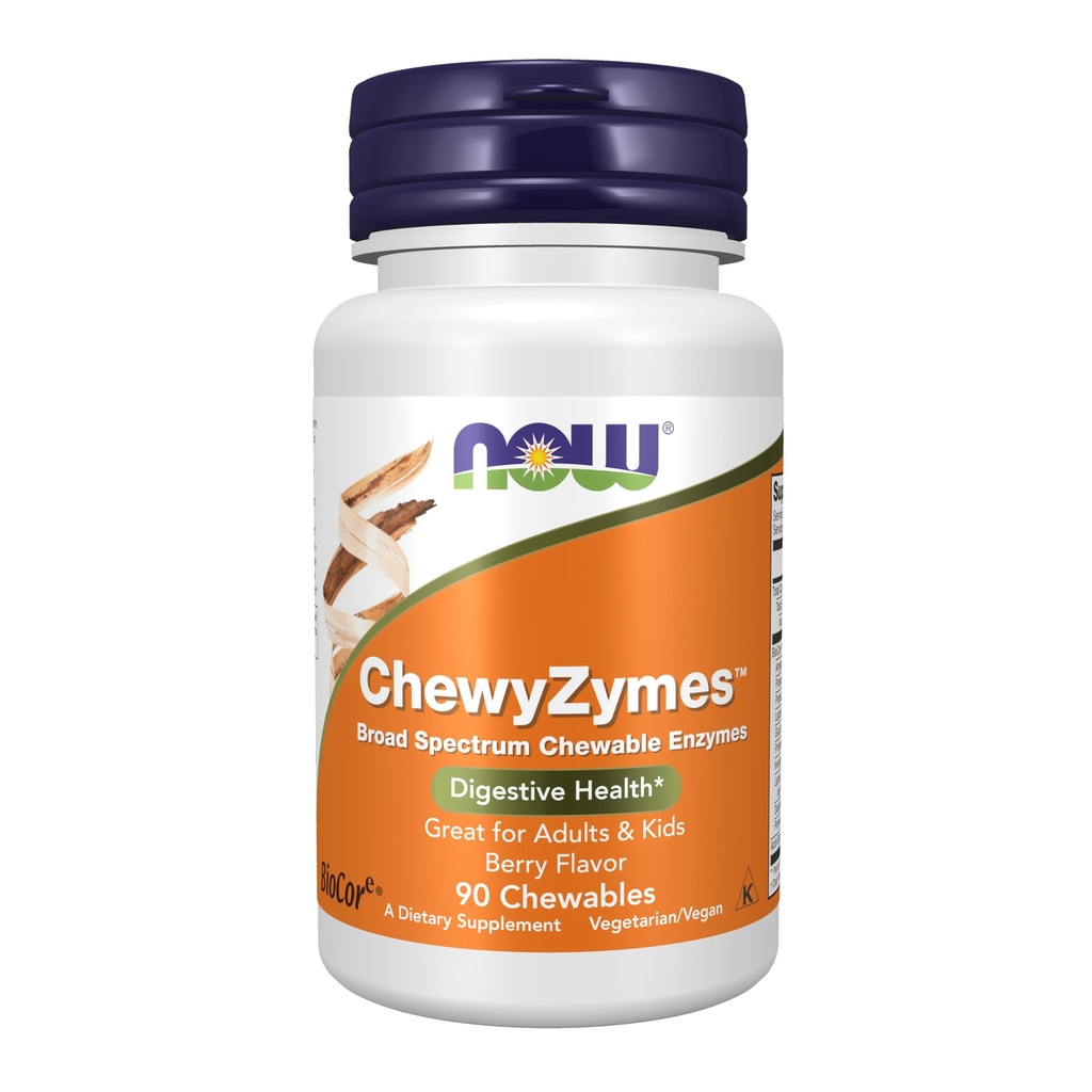 NOW Foods Supplements, ChewyZymes, Broad Spectrum Chewable Enzymes, Berry Flavor, 90 Chewables