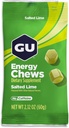 GU Energy Chews, Salted Lime Energy Gummies with Electrolytes, Vegan, Gluten-Free, Kosher, Caffeine-Free eta Dairy-Free On-The-Go Energy for Any Workout, 12 Bags (24 zerbitzu guztira)