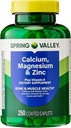 Calcium, Magnesium, Zink en Vitamine D3. Spring Valley Calcium Magnesium met Plus Vitamine D3 Caplets Dieetsupplement, 250 Count Bundle met Luall's 45 Diabetes Decoded