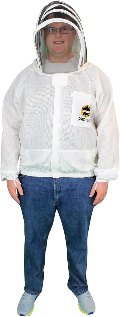 Mann Lake Provent Bee Cleaning Jacket, Професійний клас Vented Bee Gear з самопідтримкою вії, Heavy-Duty блискавки, еластичні Wrist Відкриття, посилені високогірні ділянки та честі кишені, середній