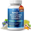 NAD+ REVERATROL Supliment - 10-in-1 Blend natural cu Querbetin Berberine Berberine Ceai verde - 150 Conte - Made & Tested in the USA