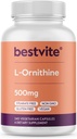 BESTVITE L-Ornithine 500mg(240个植物卡普尔) - 无 Stearates - 无填充器 - Vegan - 非 GMO - Gluten Free
