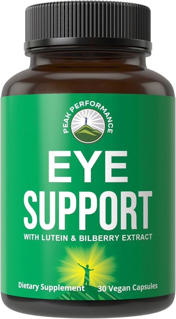 Rendimiento de pico Vitaminas Ojo - Complemento de soporte Macular con Lutein, Zeaxanthin, Astaxanthin, Carotenoides, Extracto de Bilberry. Capsules para Ojos Envejecidos, Computadora, Usuarios de Smartphone. Evita la degeneración