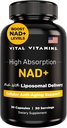 Vital Vitaminer NAD Supplement - NAD + (Nicotinamid Adenine Dinucleotid) for mænd og kvinder - Lavet med Liposomal Levering - Cellular Anti- Aging Support, Energy, Focus - 30-Day Supply