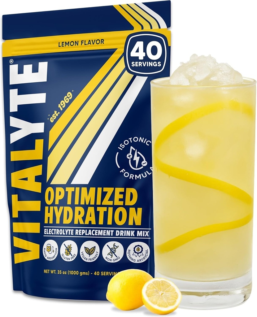 Vitalytt Electrolyte pulver drikk Blande, isotonisk elektrolyt Hydration Mix, Glutenfri post trening pulver blanding, pakke med 1, 35 oz., sitronflavor