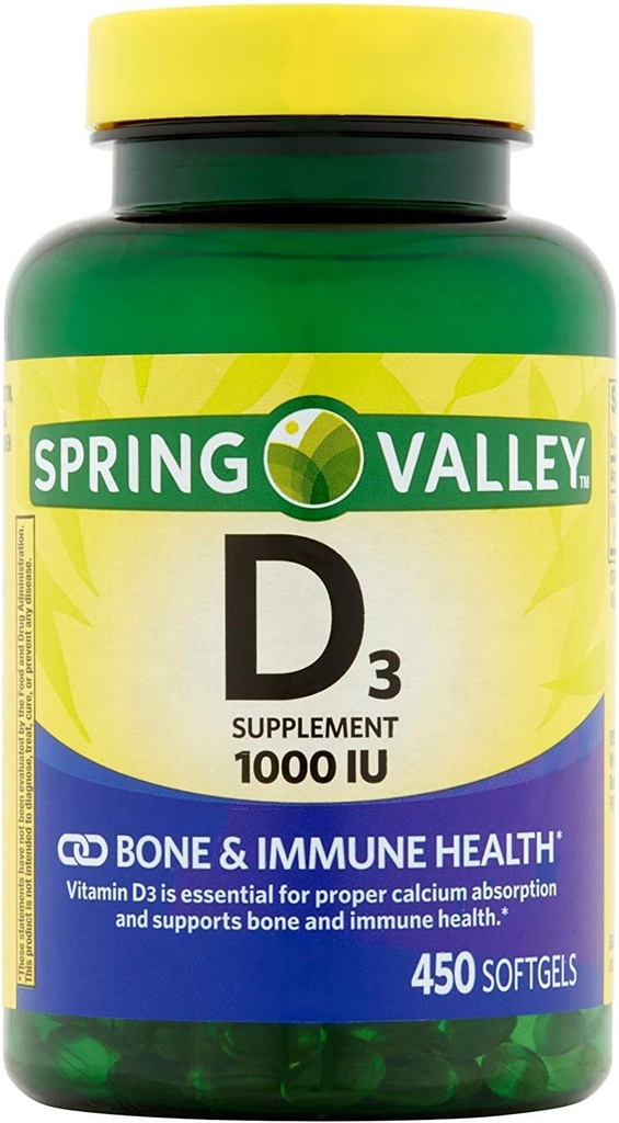 Spring Valley - Witamina D-3 1000 j.m., 450 Softgels