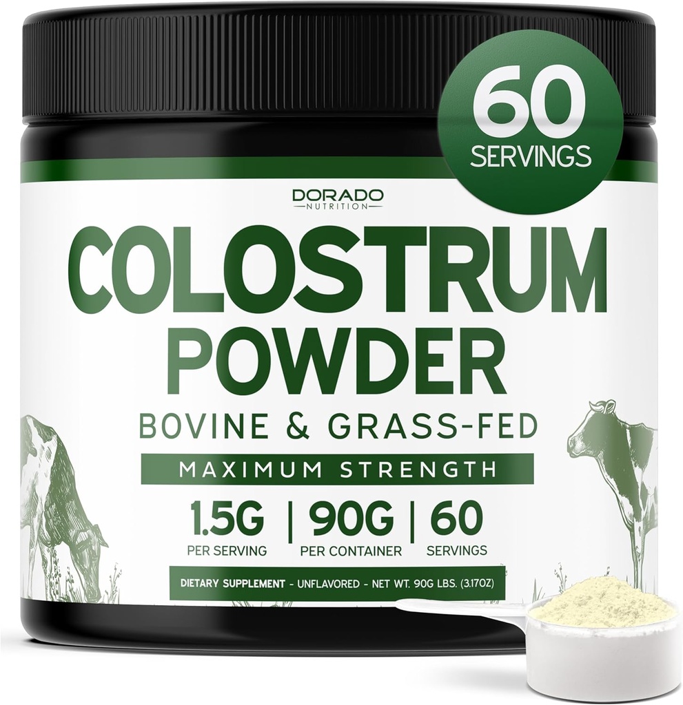 Colostrum 보충교재 분말 90g (60 1.5g 순수한 Bovine Colostrum Std의 서빙. 20% IgG Immunoglobulins를 포함하기 위하여) 잔디 페더럴 익스프레스 분말 - 충전물 없음, 제3자 시험되는, Unflavored & 미국은 만들었습니다