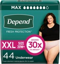 Friss védettséggel rendelkező felnőtt pelenkák, inkontinencia és postpartum bladder Leak Underwear for Women, Disposable, Maximum, Extra- Extra- Large, Blush, 44 Count (2 csomag 22), Packaging May Vary