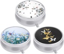 3 Pack Pilula cutie, pilula caz mic pentru Purse & Pocket, Cute Travel Medicine Organizator, Portable Medicine Container titular pentru a deține vitamine, medicamente, ulei de pește & Supliment, Butterfly