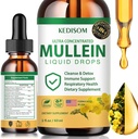 7 σε 1 Mullein Drops for Lungs 2 Fl Oz - Βιολογικό Mullein Leaf Extract συμπλήρωμα - Πνεύμονα & Μπροντσιάλ καθαρισμού για τους καπνιστές - αναπνευστική υποστήριξη υγείας