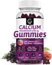 Calcium Magnésium Zinc Gommies avec Magnésium haute absorption, Potassium, D3 - pour os, muscles, immunitaire et soutien du sommeil, végétalien