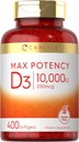 Carlyle Vitamin D 10000 IU 400 Softgels | Dimensione del valore | Potenza massima | Non OGM, Integratore senza glutine