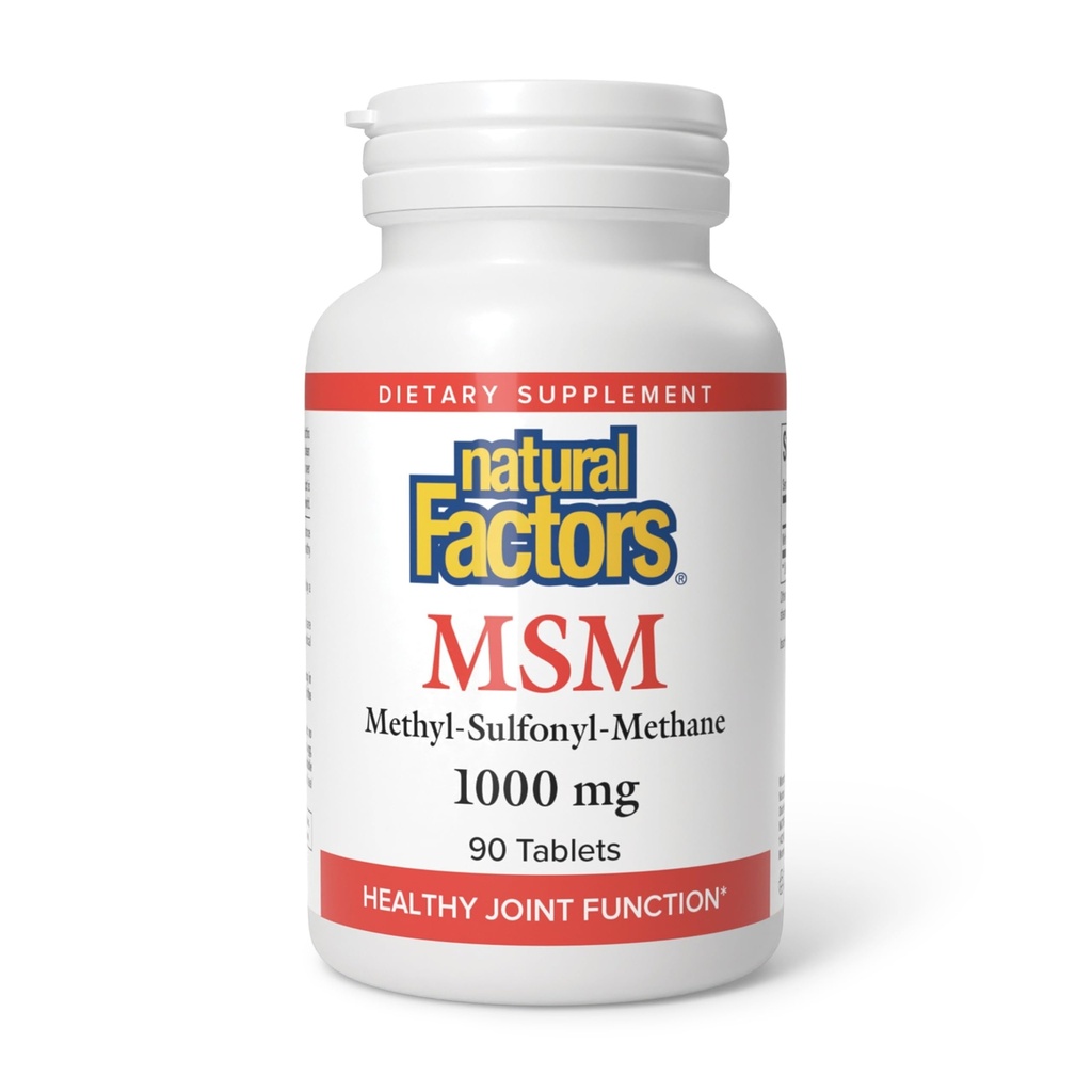 Natural Factors, MSM 1000 mg, Supports Healthy Joints, Hair, Skin and Nails, 90 capsules (90 servings)