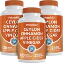 5-in-1 Ceylon Cinnamon kapselit 2355mg - Ceylon Cinnamon ja Apple Siideri Viinietikka kapselit - Turmeeric ja Panax Ginseng - Kaneli täydentää Bioperine (120ct, pakkaus 3)