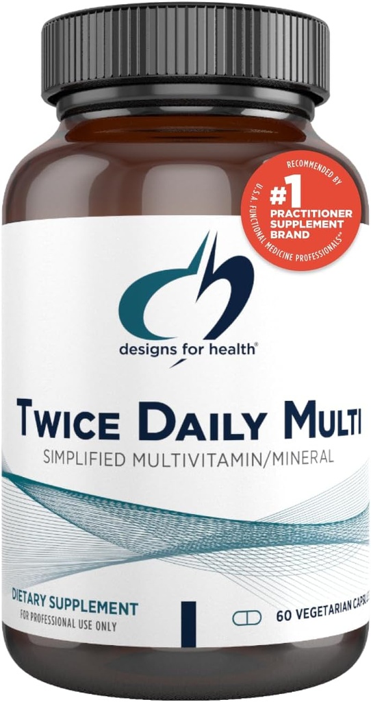 Designs for Health Methylated Multivitamin for Women ' Men - Twice Daily Multimineral supplement " Multivitamin without Iron + Methylated B12 and Folate, Vitamin C, K, D, E + More (60 Capsules)