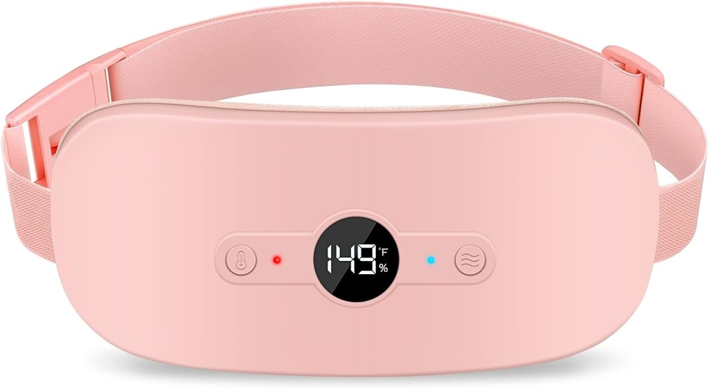 NOWWISH Oppvarming Pad for perioden Kramper Smerte Relief, bærbar elektrisk trådløs varmepad Oppladbar med 6 varmenivå og 6 massemoduser, julegaver for kvinner Tenåring Jenter, Pink