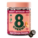 8Greens Daily Greens Gummies, Peach, 50 Count | Spinach, Wheatgrass, Blue Green Algae, Spirulina, Aloe Vera, Chlorella, and Barley Grass; For Metabolism, Immunity & Focus
