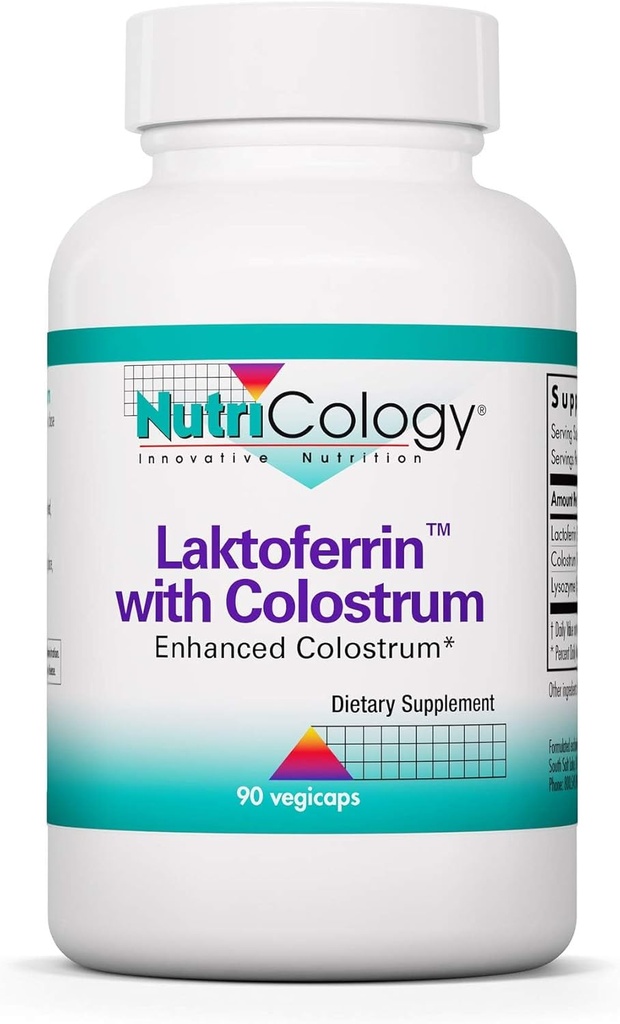 Nutricology Laktoferrin with Colostrum Supplement - Laktoferrin, Bovine Colostrum, Immunoglobulina, Lizozyma, IgG, IGA, IgM, Kapsułki roślinne - 90