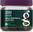 Gaia Herbs Black Elderberry (Sambucus Nigra) Extra Indarra Gummies - Delicious Immune Support Supplement - Certified Organic Blackberries-ekin egina Sistema Inmunearen Laguntzarako - 80 Gummies