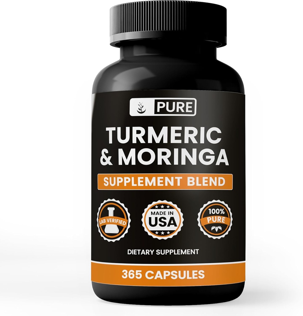 Turmeric & Moringa (365 Kapseln) Kein Magnesium oder Reisfüller, Immer rein, Lab Verifiziert