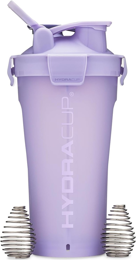 Hydra Cup DualShaker Pro 32 oz Shaker Bottle for Protein Shakes, Shaker Cup w/Handle " Ball Blender Whisks, Dual Mixing Shaker Bottle with Storage, 2 in 1, for Travel to Go, BPA Free (Purple)
