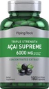 Piping Rock Acai Berry Supplement | 6000mg | 180 kapslar | Triple Strength | Non-GMO, Gluten Free