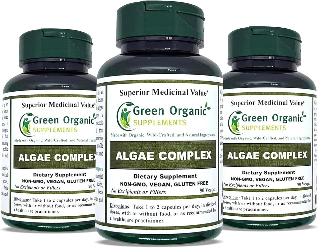 Algae, Fucoidan, Blue Green Algae, Kelp, Bladderwrack, Chlorella, Spirulina, İrlandiya Moss, Dulse, 90 VCaps, Yüksək Absorbable, Non-GMO, Gluten-Free (Pack of 3)
