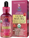 USDA Organic Ultra Max B12 | Superdose 7500mcg Vitamin B12 Flüssigkeitstropfen | B12 als Methylcobalamin| Max 98% Absorptionsrate | Promotes Energy| Vegan, Non-GMO, Erdbeergeschmack -4oz