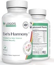 Ève's Harmony Ménopause Supplément, Hormone Support pour les femmes avec des isoflavones de soja, Black Cohosh & Red Raspberry, non-OGM Natural PMS & Ménopausal Symptom Support, 60 Capsules