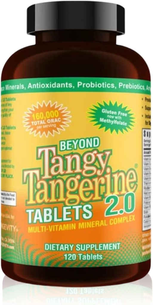 Youngevity Beyond Tangy Tangerine 2.0 Multi-Vitamin & Mineral Complex - Made with Natural & Whole Foods | 160.000 ORAC | 120 Tablets - 2-Pack